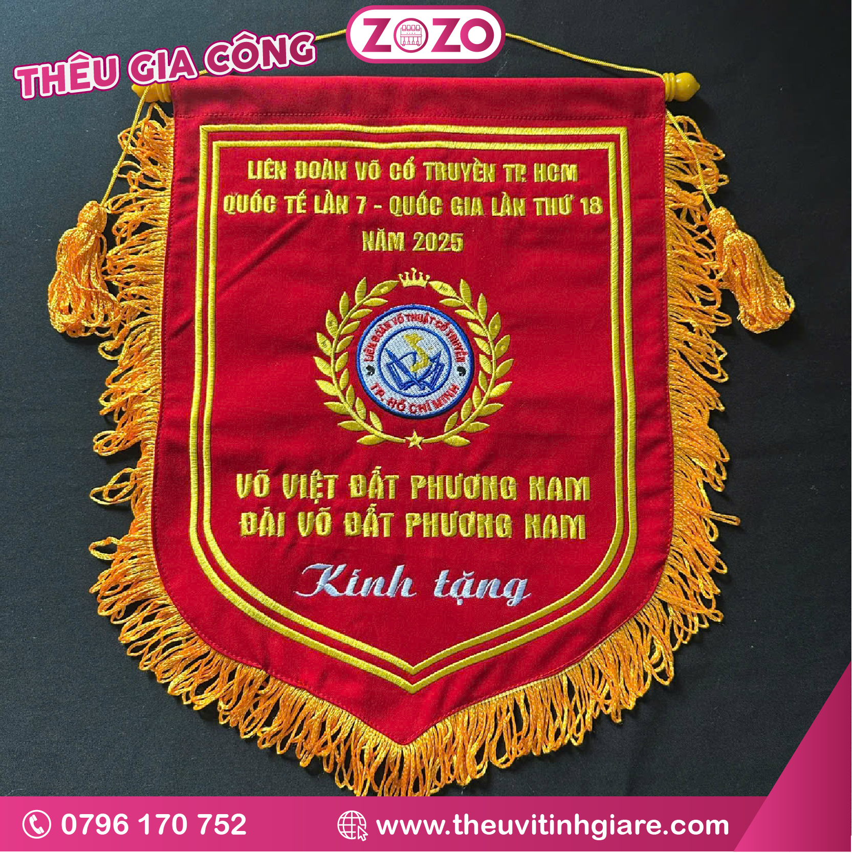 Thêu cờ vải - Cờ lưu niệm