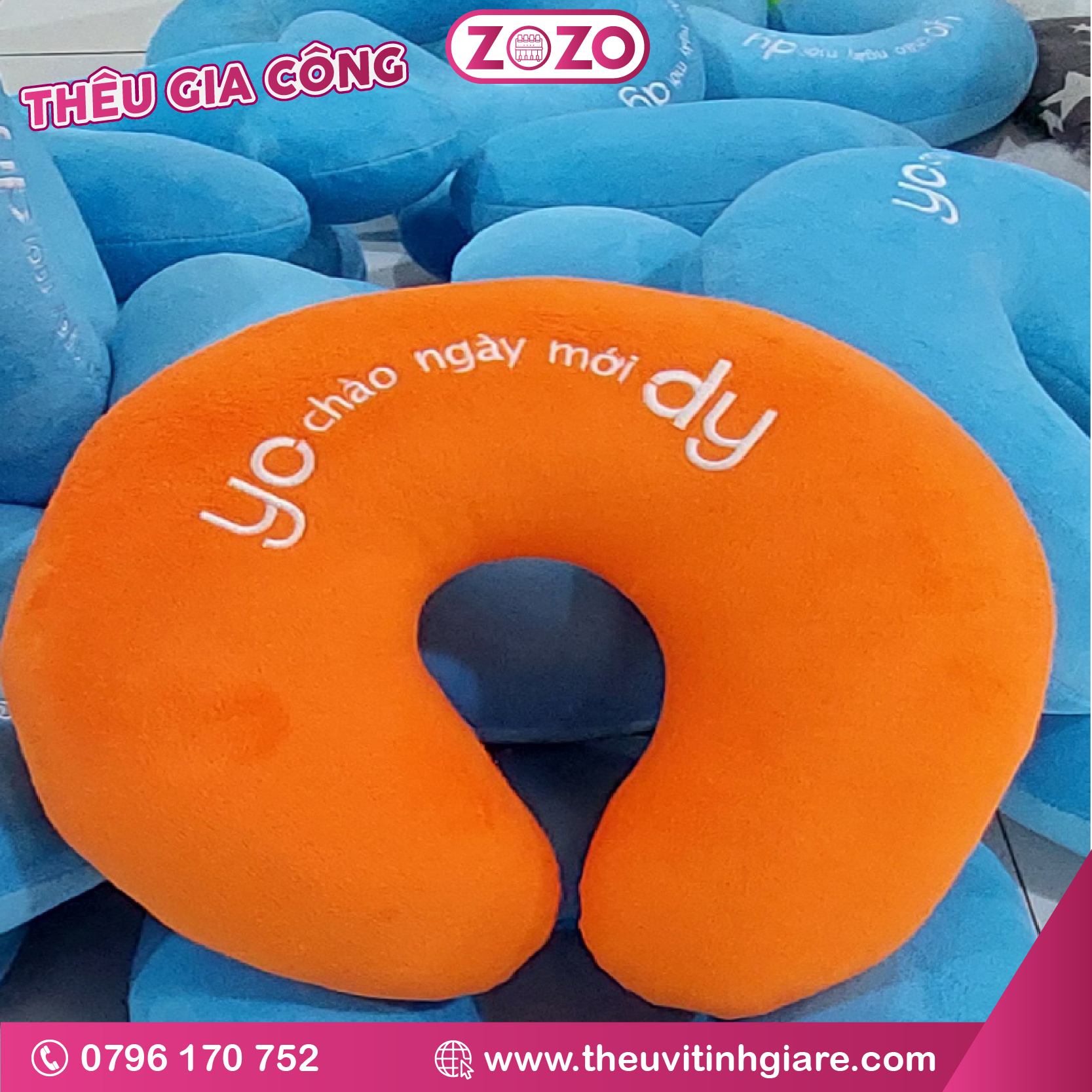 Thêu gối cổ - gối chữ U